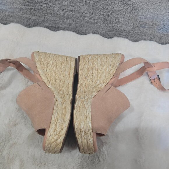 Marc Fisher LTD Nelly Ankle-Strap Suede Wedge Espadrilles Pale Blush Size 10 - Picture 9 of 9